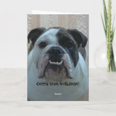 Grappige Engelse bulldog Happy Birthday Kaart (Achterkant)