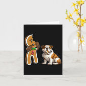 Grappige Engelse Bulldog Hond Bijt in Kerststol Me Kaart (Gele Bloem)