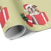 Grappige Engelse Bulldog Hond Kerstboom Lichtjes Cadeaupapier (Rol Hoek)