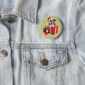 Grappige Engelse Bulldog Hond Kerstboom Lichtjes  Ronde Button 5,7 Cm (In situ)