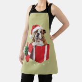 Grappige Engelse Bulldog Hond Kerstboom Lichtjes Schort (Insitu)