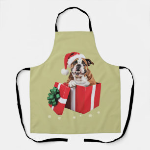Grappige Engelse Bulldog Hond Kerstboom Lichtjes  Schort