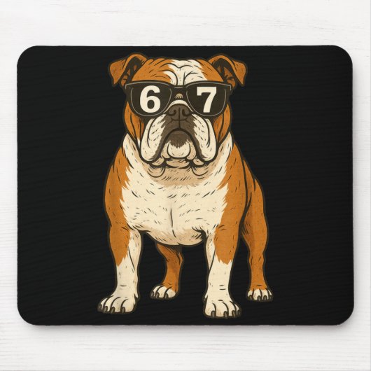 Grappige Engelse Bulldog Hond Sungles 67 Zes Zeven Muismat (Voorkant)