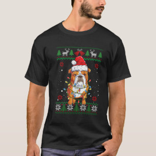 Grappige Engelse Bulldog Kerstverlichting Lelijk T-shirt