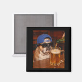 Grappige Engelse Bulldog Meme Drinkt Bier Hond Vad Magneet (Voorkant / Achterkant)