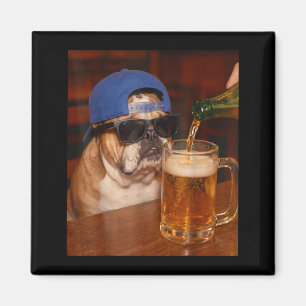 Grappige Engelse Bulldog Meme Drinkt Bier Hond Vad Magneet