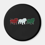 Grappige Engelse Bulldog Red Plaid Christmas Dog L Magneet (Voorkant)