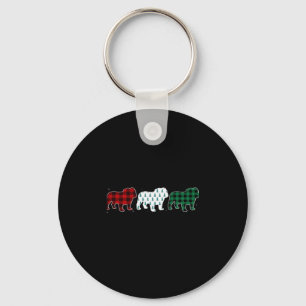 Grappige Engelse Bulldog Red Plaid Christmas Dog L Sleutelhanger