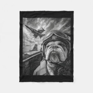 Grappige Engelse Bulldog Selfie Gevechtsvliegtuig Fleece Deken
