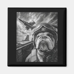 Grappige Engelse Bulldog Selfie Gevechtsvliegtuig Magneet