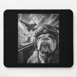 Grappige Engelse Bulldog Selfie Gevechtsvliegtuig Muismat