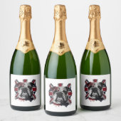 Grappige Engelse bulldog Sparkling Wijnetiket (Flessen)