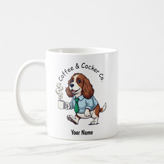 Grappige Engelse Cocker Spaniel Zakelijke Kleding Koffiemok (Links)