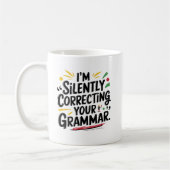 Grappige Engelse leraar: Silent Grammar Design voo Koffiemok (Links)