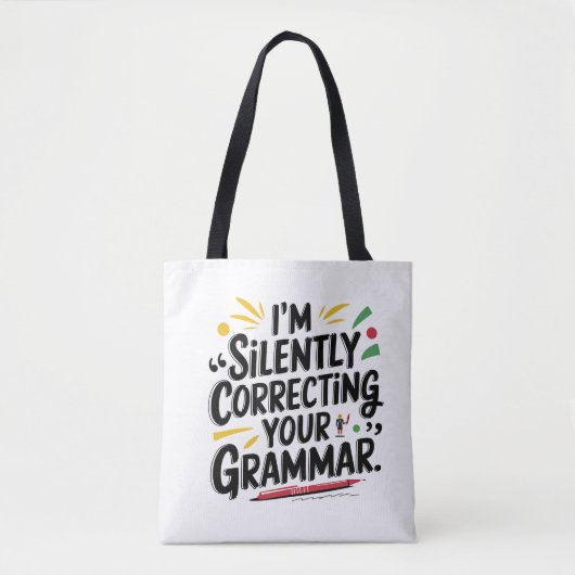 Grappige Engelse leraar: Silent Grammar Design voo Tote Bag (Voorkant)