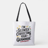 Grappige Engelse leraar: Silent Grammar Design voo Tote Bag (Achterkant)
