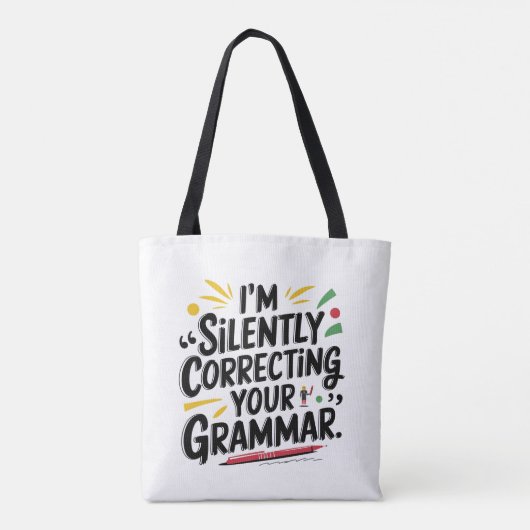 Grappige Engelse leraar: Silent Grammar Design voo Tote Bag (Achterkant)