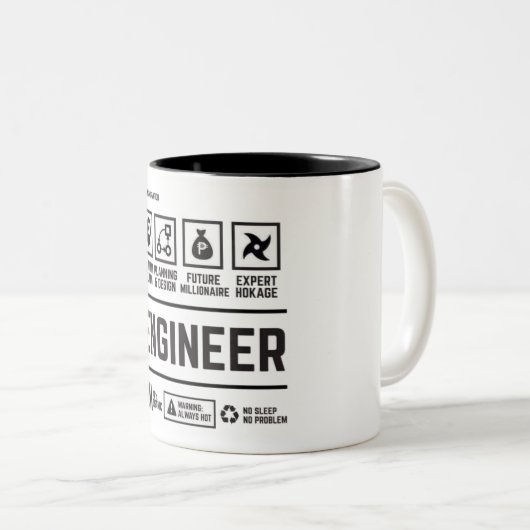 Grappige Engineer Handling Informatie Tweekleurige Koffiemok (Voorkant rechts)