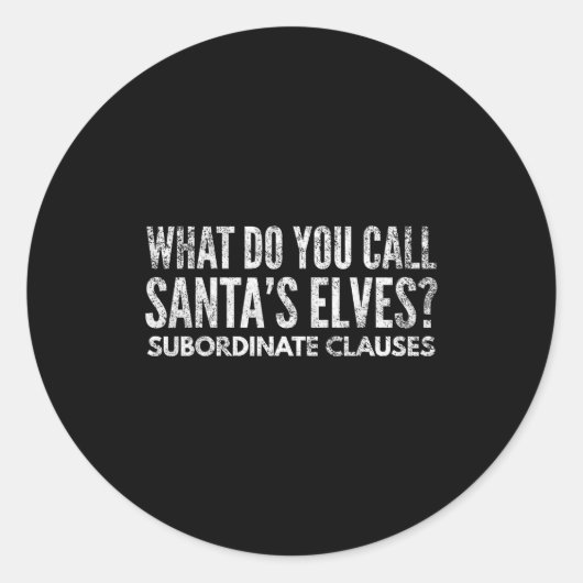 Grappige Englieacher over Grammatica en Kerstmis  Ronde Sticker (Voorkant)