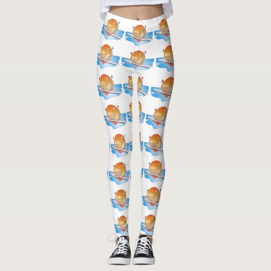 Grappige enkelschedels roeien leggings (Voorkant)