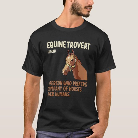 Grappige Equinetrovert Definitie Paard Barrel Raci T-shirt (Voorkant)