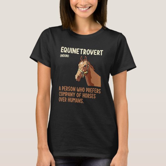 Grappige Equinetrovert Definitie Paard Vat Rijden T-shirt (Voorkant)