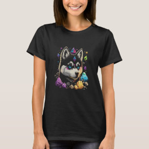 Grappige Esoterische Husky Honden Kristallen Mooie T-shirt