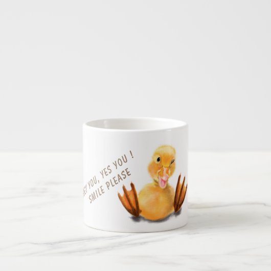 Grappige Espresso Cup met Happy Duck - Smile Kop (Voorkant)