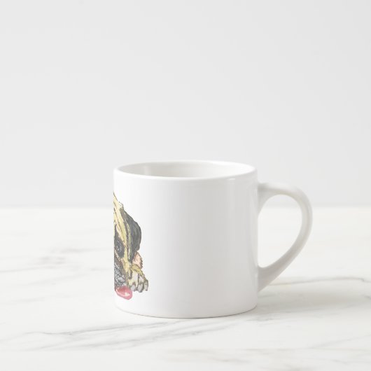 Grappige Espresso Cup met Pug Dog Espresso Kop (Rechts)