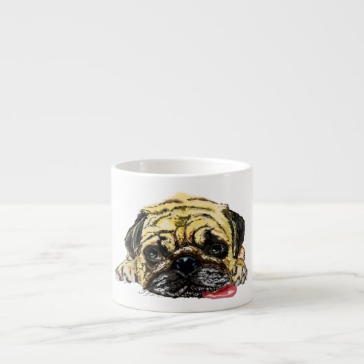 Grappige Espresso Cup met Pug Dog Kop (Voorkant)