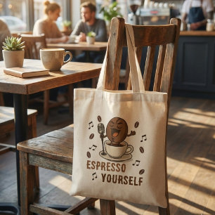 Grappige Espresso Zelf Zingende Koffieboon Woordgr Tote Bag