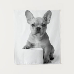 Grappige esthetische Franse Bulldog WC-papier Foto Wandkleed