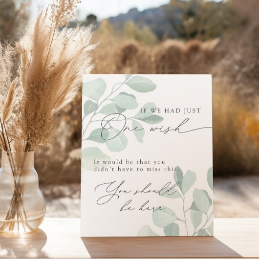 Grappige eucalyptus bruiloft in liefdevolle herinn reclamebord met voetstuk