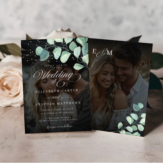 Grappige eucalyptus foto bruiloft kaart