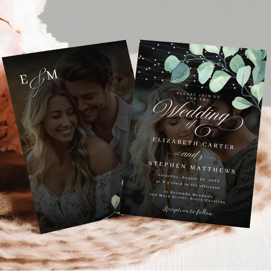 Grappige eucalyptus foto bruiloft kaart