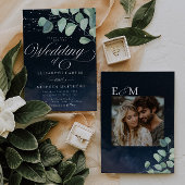 Grappige eucalyptus onder de sterren foto bruiloft kaart