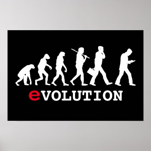 Grappige Evolutie Smartphone Verslaafde Poster (Voorkant)
