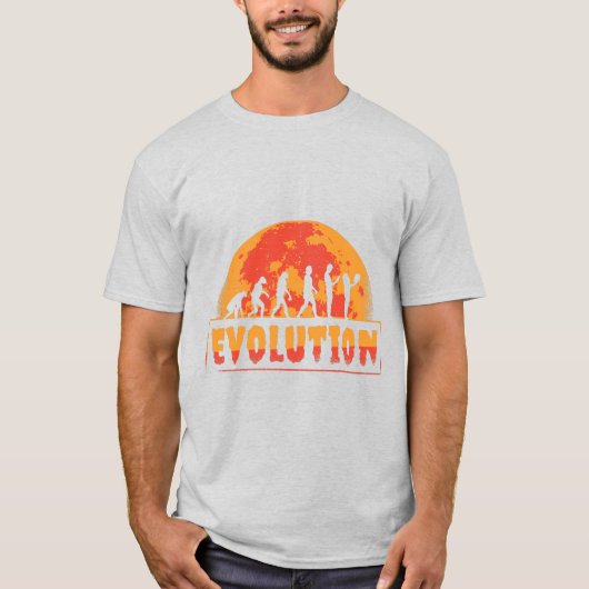 Grappige evolutie van aap tot zombie t-shirt (Voorkant)