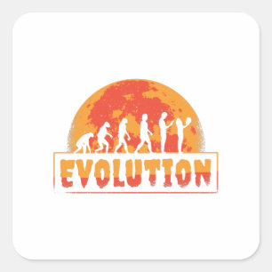 Grappige evolutie van aap tot zombie vierkante sticker