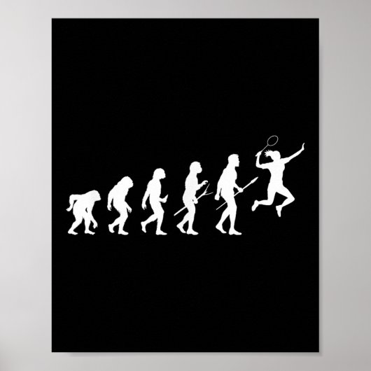 Grappige evolutie van een badmintonspeler vrouwen  poster (Voorkant)