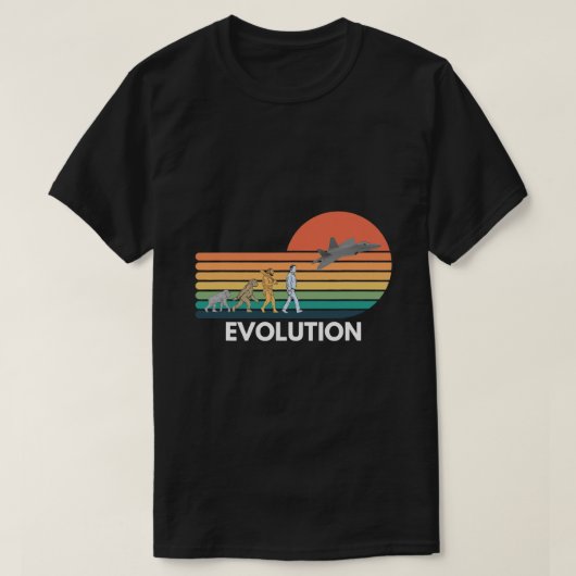 Grappige evolutie van piloot vliegtuig Art F22 Luc T-shirt (Design voorkant)