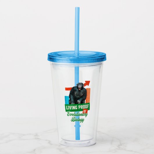 Grappige evolutionaire biologie chimpansee humor acryl drinkbeker (Voorkant)