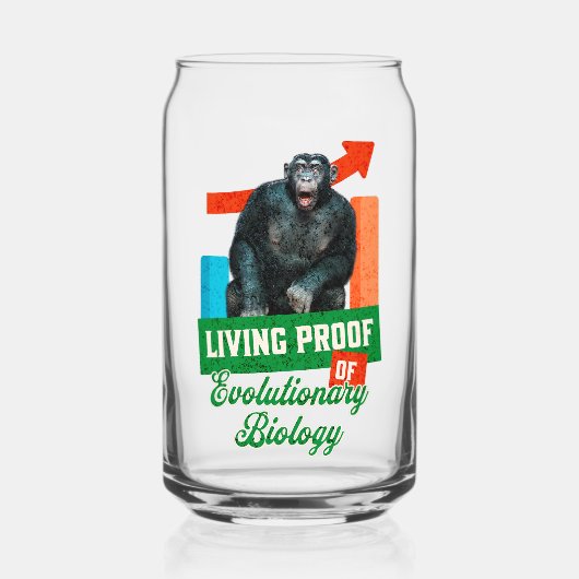 Grappige evolutionaire biologie chimpansee humor blikvorm glas (Voorkant)