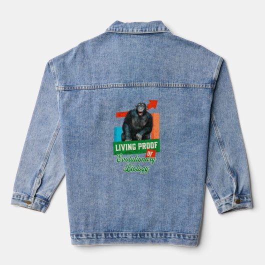 Grappige evolutionaire biologie chimpansee humor denim jacket (Achterkant)
