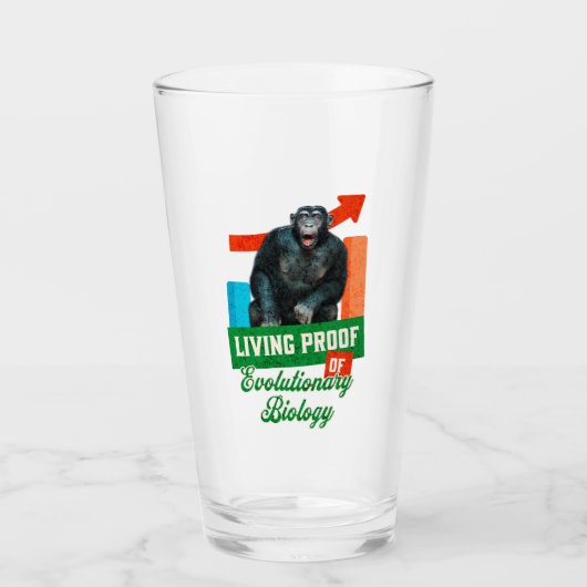 Grappige evolutionaire biologie chimpansee humor glas (Voorkant)