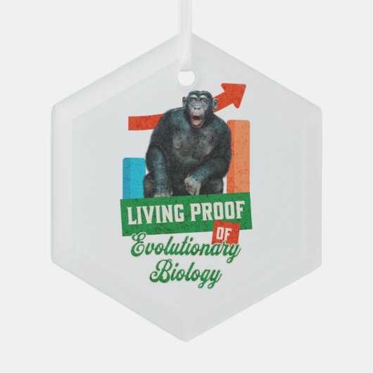 Grappige evolutionaire biologie chimpansee humor glas ornament (Voorkant)