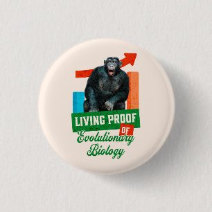 Grappige evolutionaire biologie chimpansee humor ronde button 3,2 cm