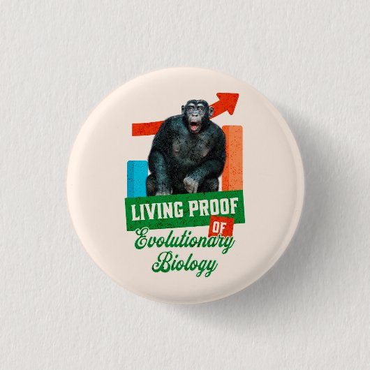 Grappige evolutionaire biologie chimpansee humor ronde button 3,2 cm (Voorkant)