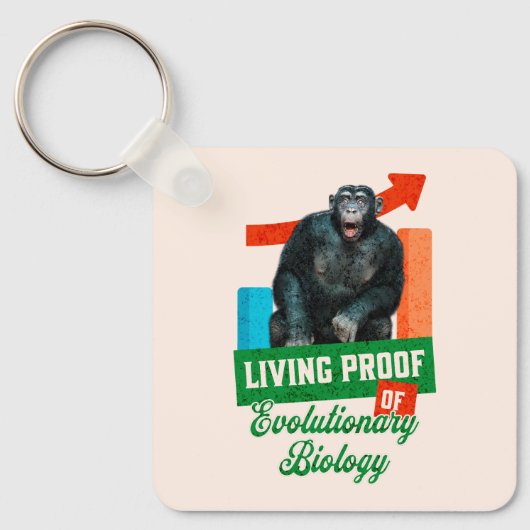 Grappige evolutionaire biologie chimpansee humor sleutelhanger (Voorkant)
