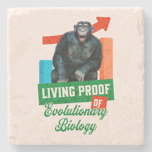 Grappige evolutionaire biologie chimpansee humor stenen onderzetter (Voorkant)
